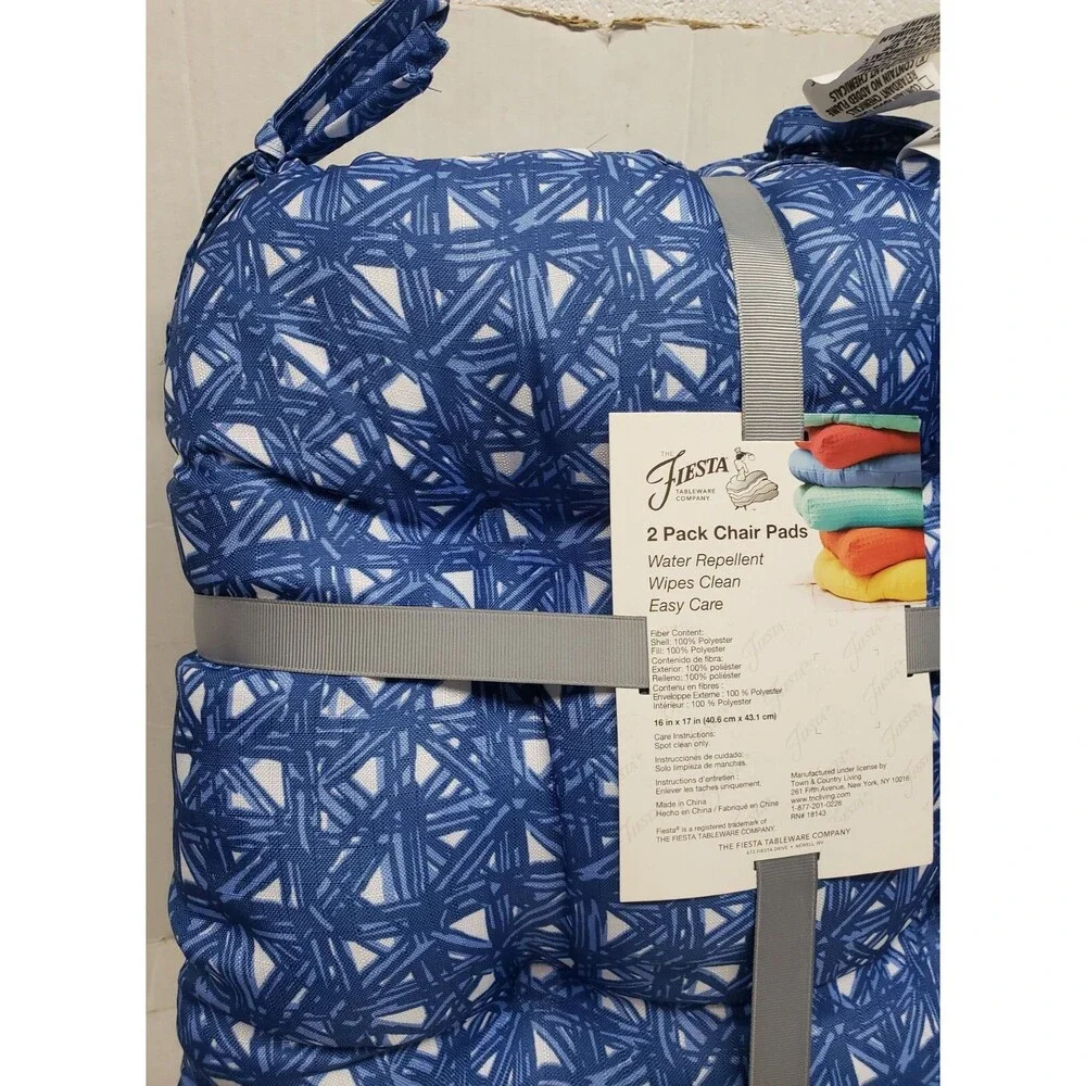 SET OF 2 THICK REVERSIBLE CUSHION CHAIR PADS w/ties (16